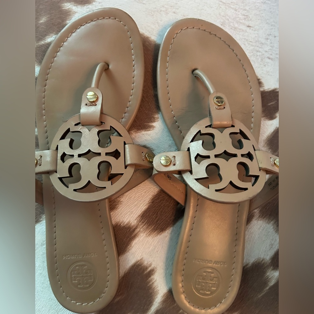 Size 8 Tory Burch Miller Sandals, nude color. EUC